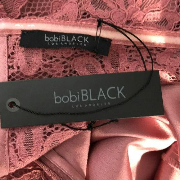 *NEW* Bobi Black Off Shoulder Lace Blush Dress Size S