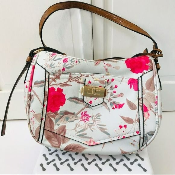 ELLEN TRACY White Floral Long Strap Crossbody Bag