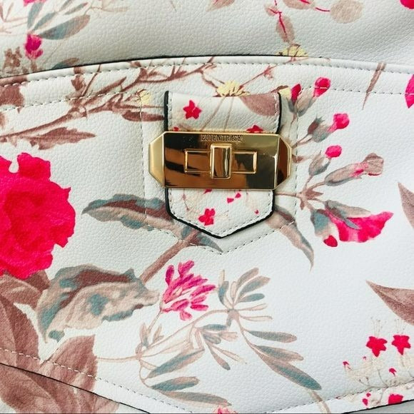 ELLEN TRACY White Floral Long Strap Crossbody Bag