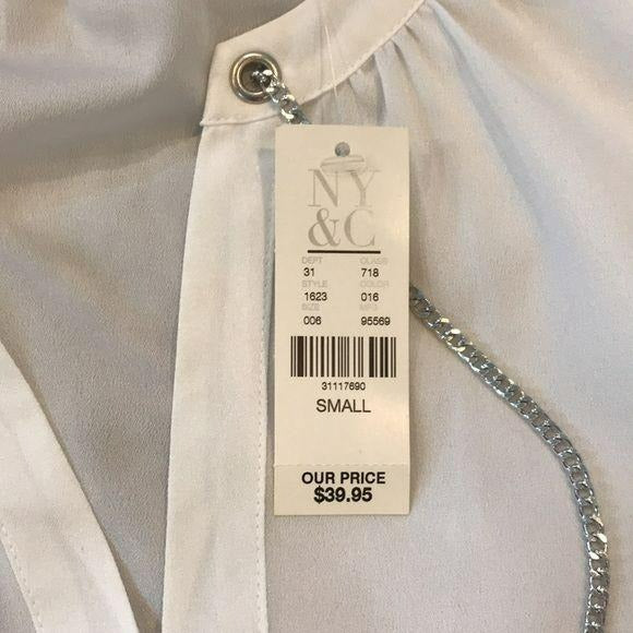 NEW YORK & COMPANY White Long Sleeve Blouse Size S (New with tags)