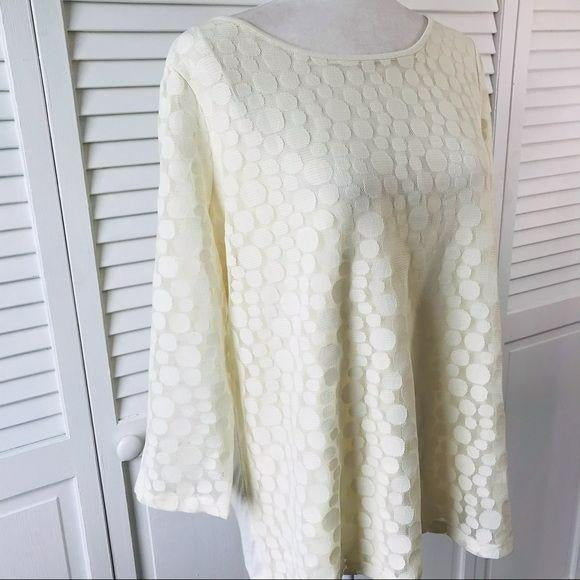 TALBOTS Cream 3/4 Sleeve Blouse Size X