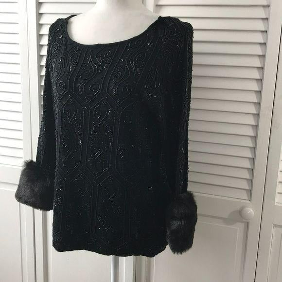 TAKAKO SAKON Black Beaded Embroidered Sweater