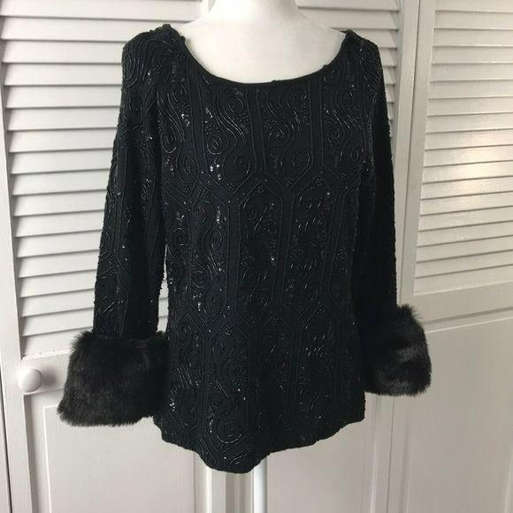 TAKAKO SAKON Black Beaded Embroidered Sweater