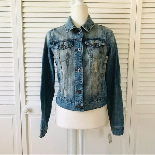 MUDD Blue Distressed Jean Jacket Size S (New with tags)