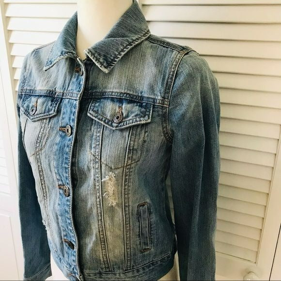 MUDD Blue Distressed Jean Jacket Size S (New with tags)