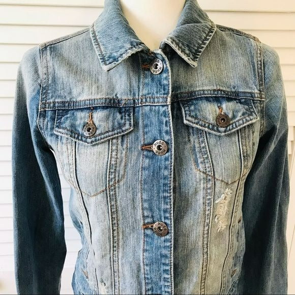 MUDD Blue Distressed Jean Jacket Size S (New with tags)